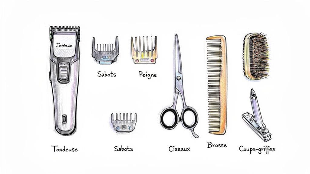 matériel pour tondre un chien